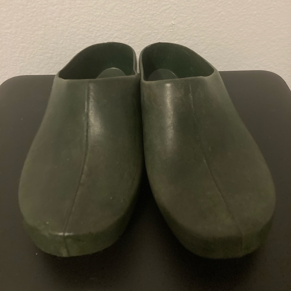 Women's Ges Gesch Green Mules Made in Germany. Gardening Shoes
